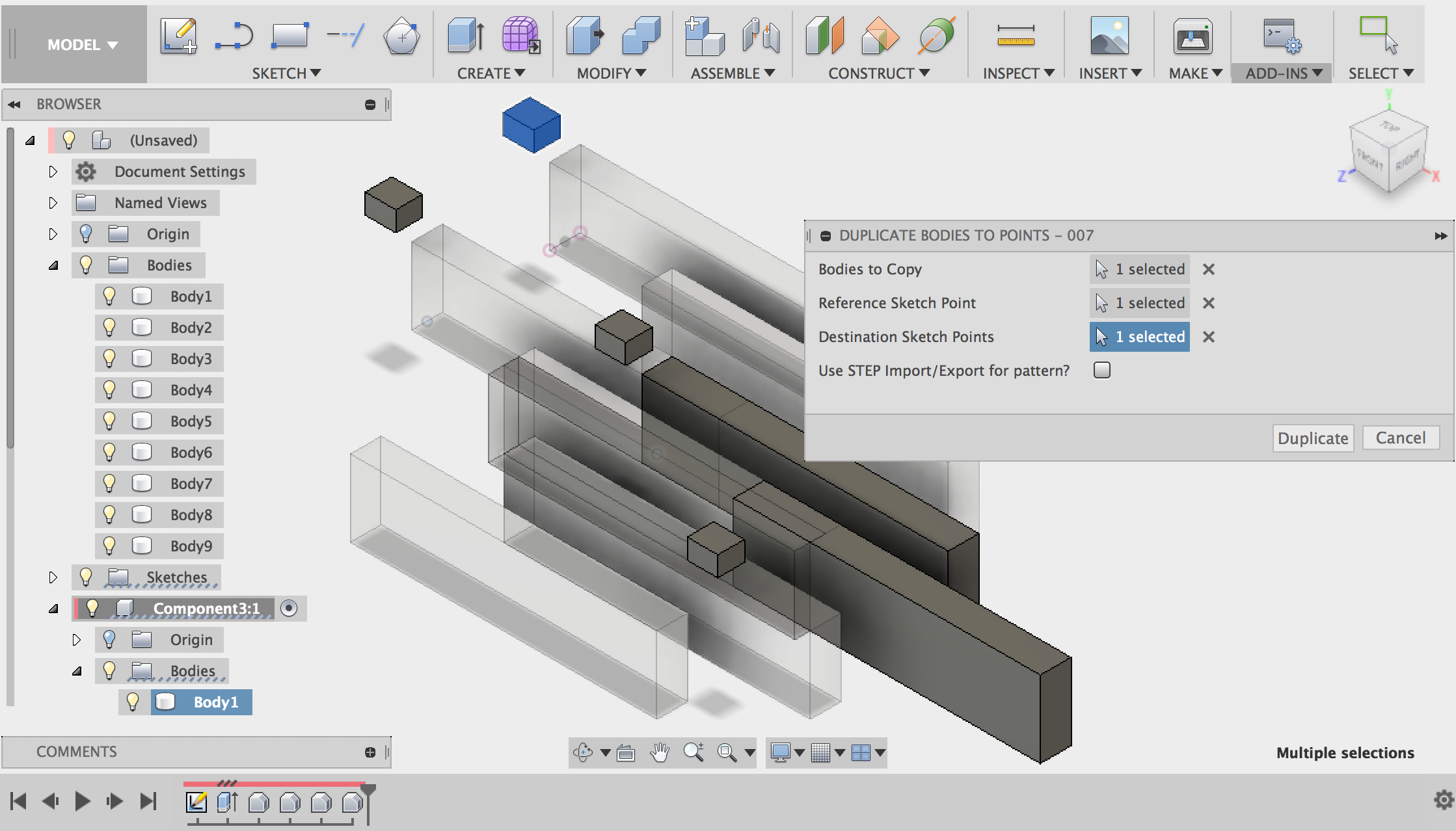 Duplicate-to-Points Fusion 360 Add-in screenshot