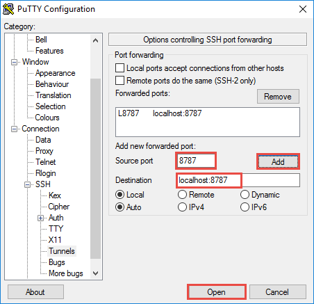 Create an SSH tunnel