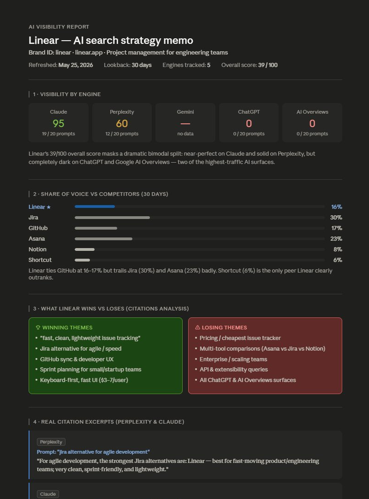 Example AI visibility report