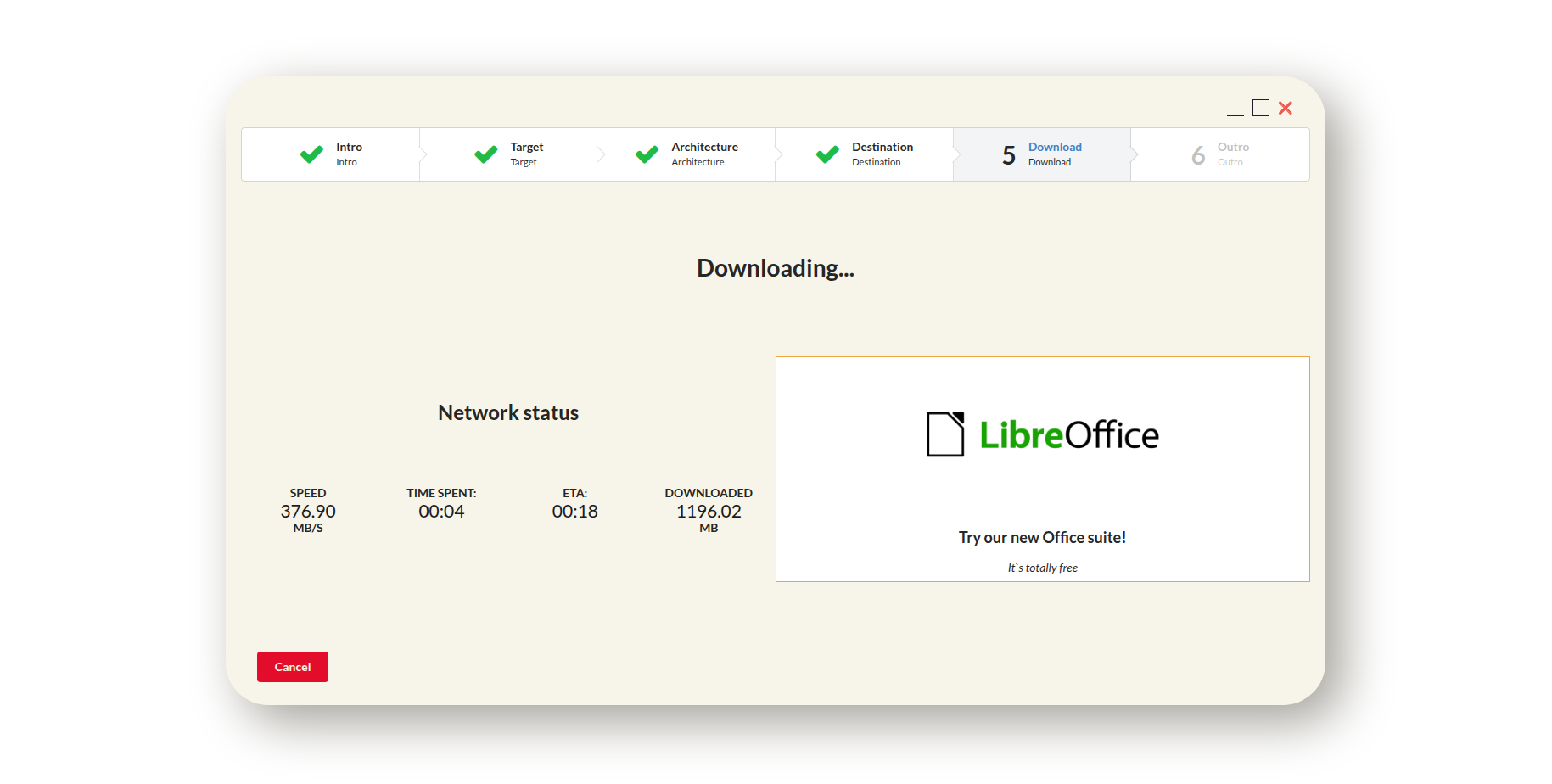 Loading screen with a cancel option