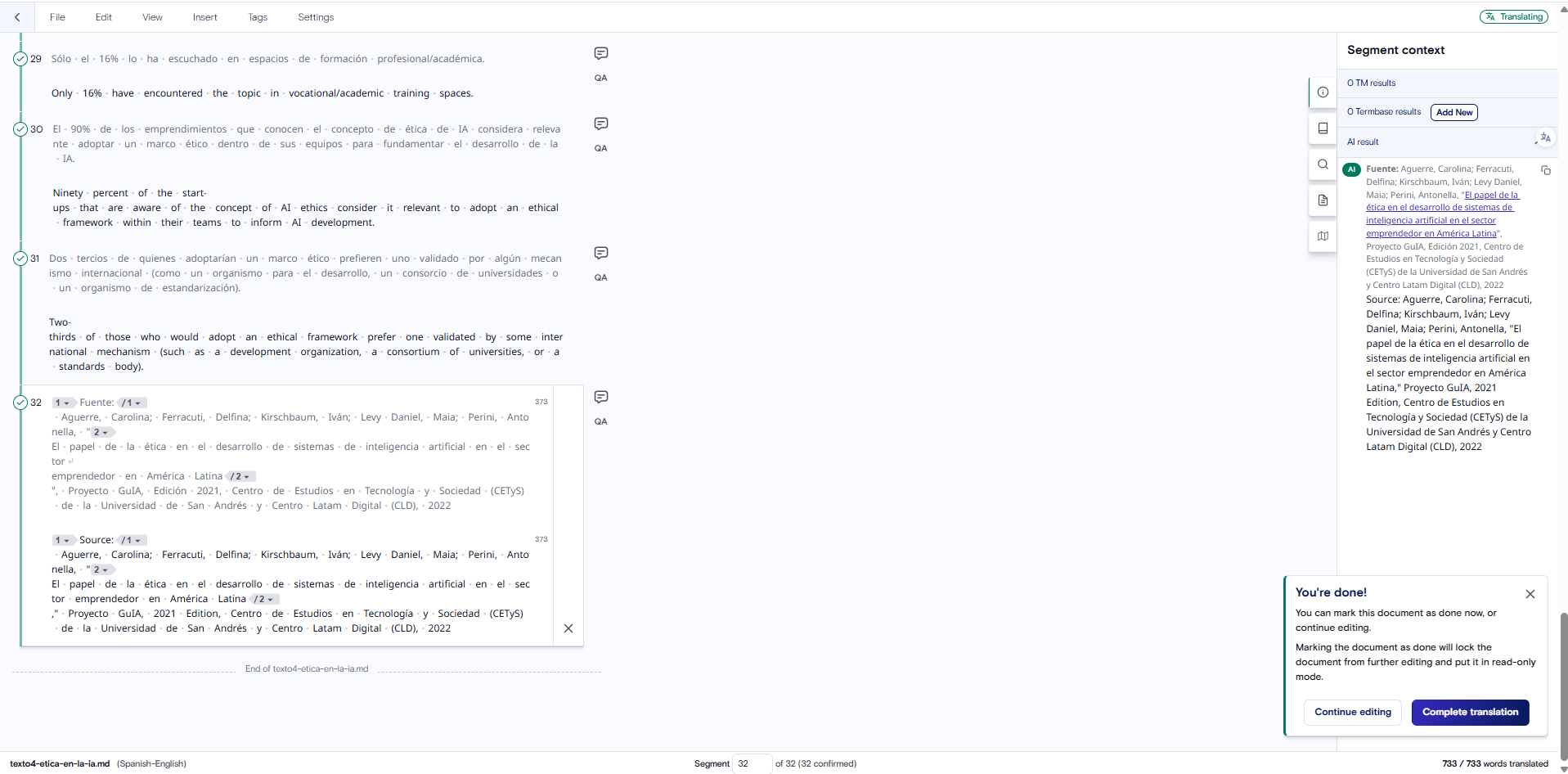 Completar Traducción en Lilt