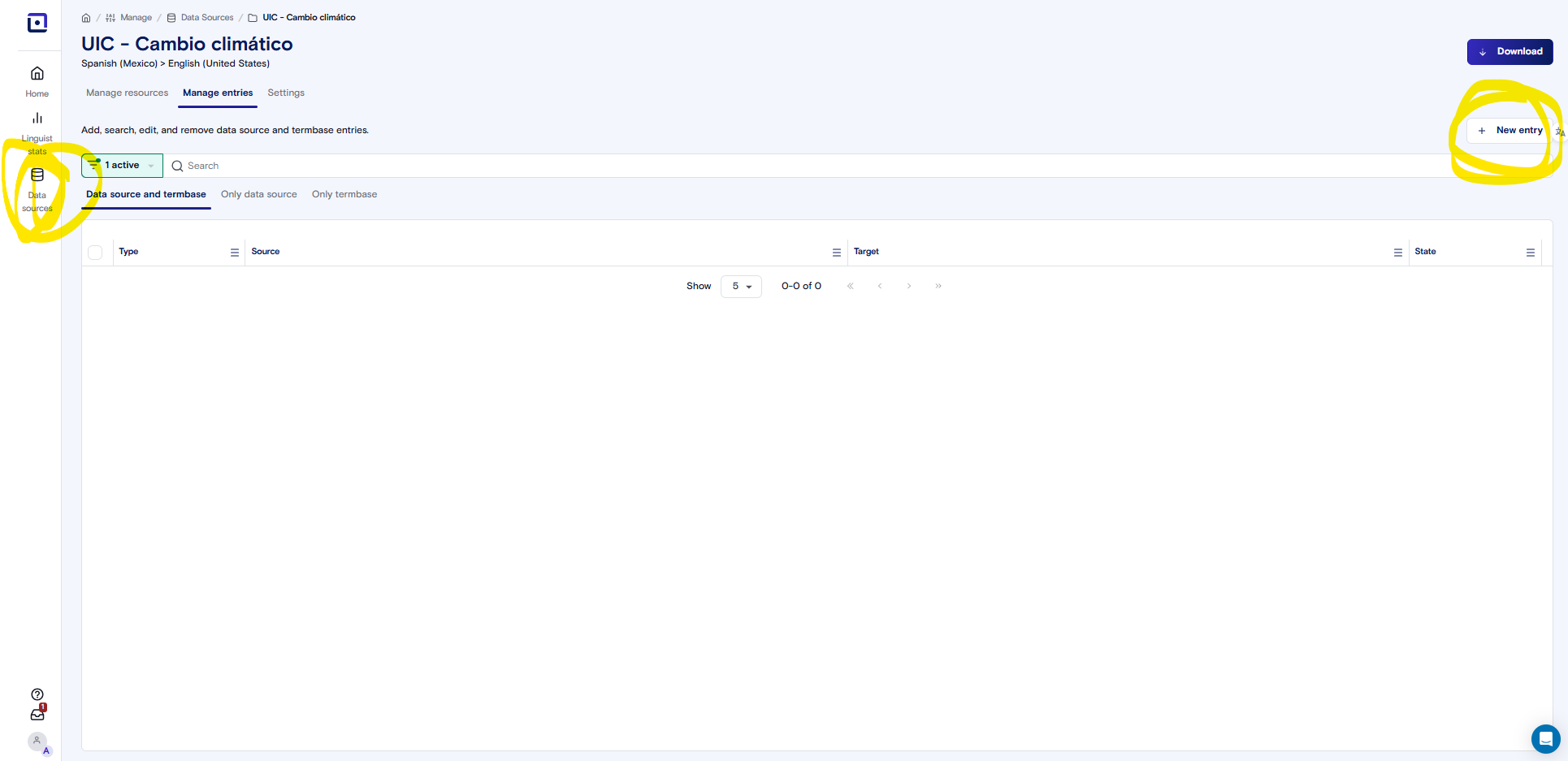 Agregar entrada en fuente de datos