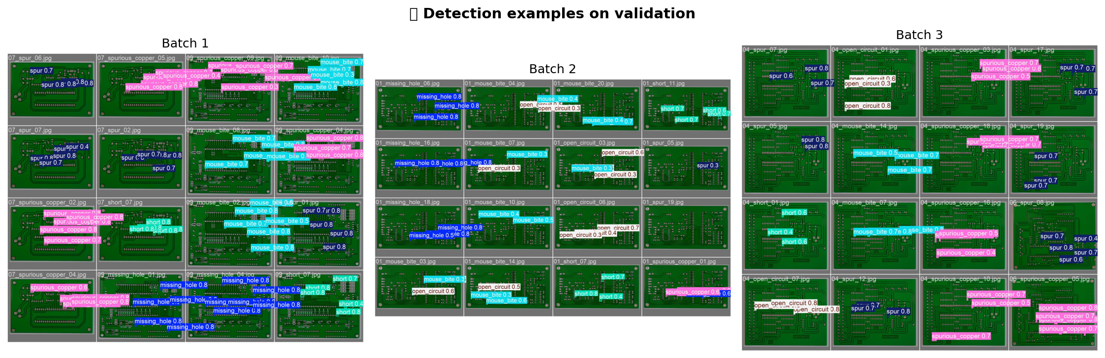 Exemples de détections obtenues par le modèle YOLO11 avec boîtes englobantes et scores de confiance.