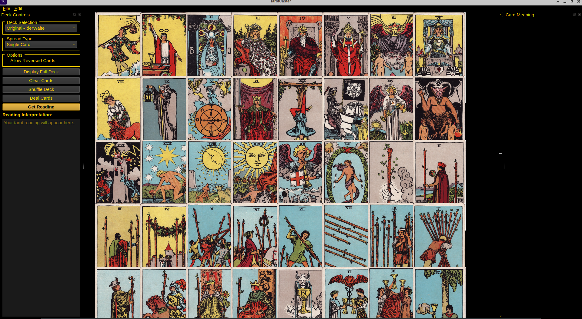 Screenshot of TarotCaster