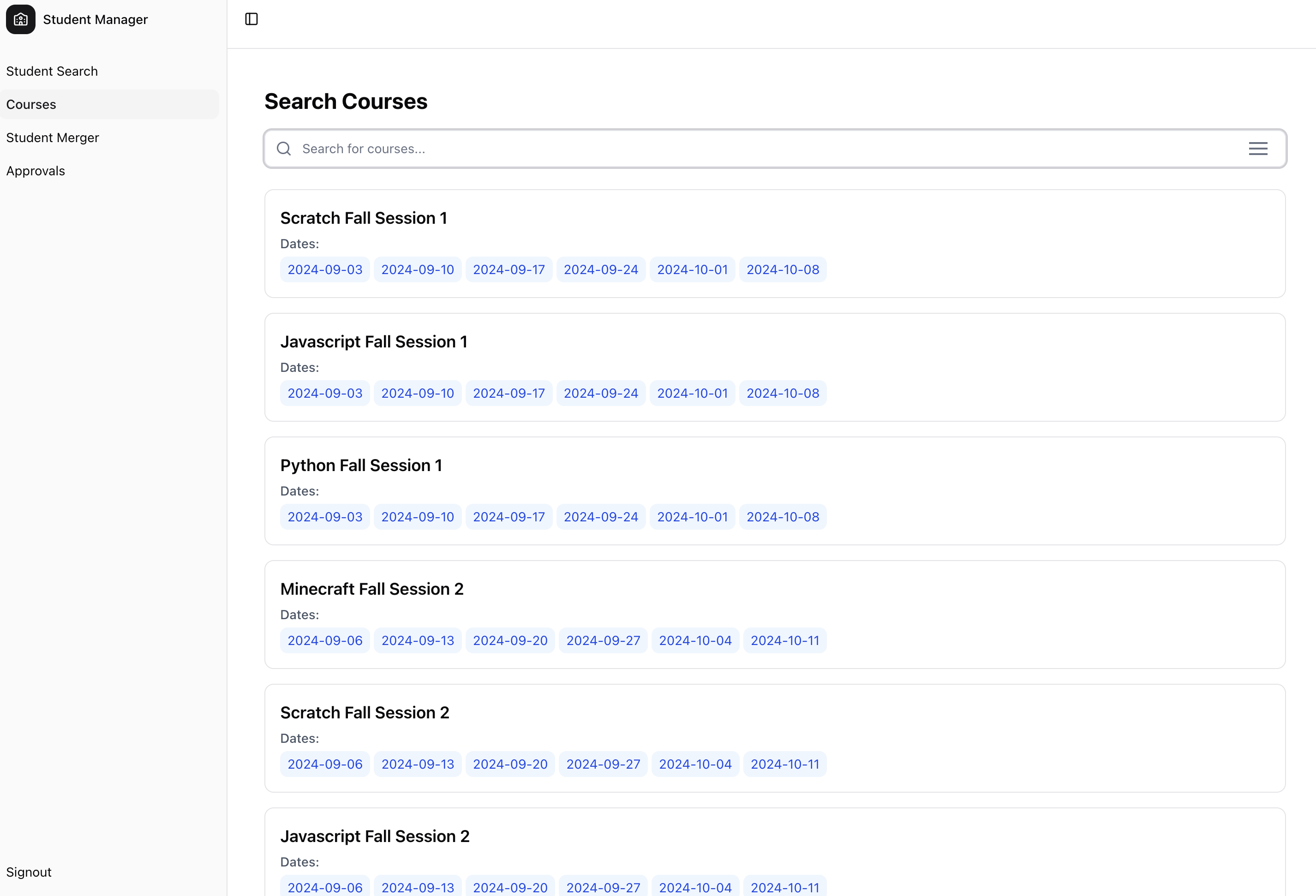 Course Search Page