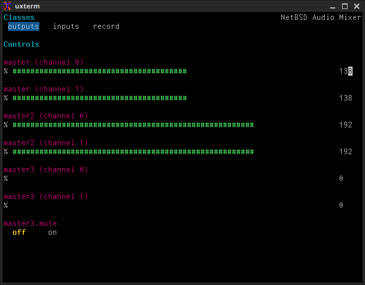 aiomixer running in xterm