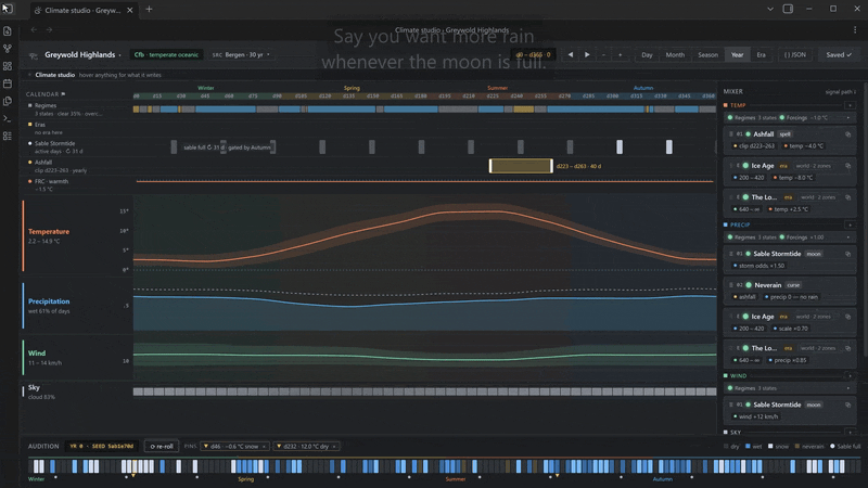 Inserting a moon-bound device on the PRECIP chain, setting its phases, applying it, and saving it as a preset