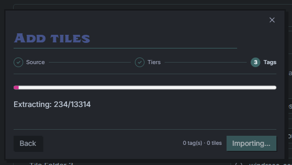 Add tiles wizard extracting tile assets into the vault