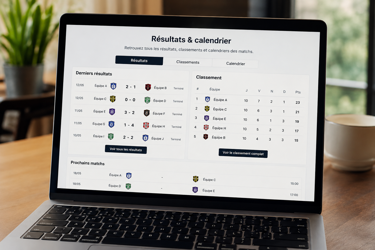 Résultats et calendrier