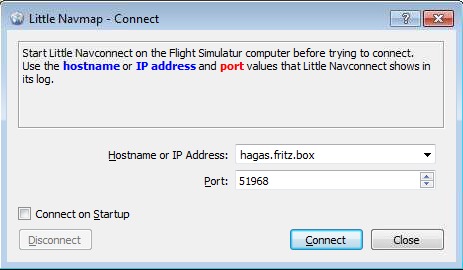 Little Navmap Connect Dialog