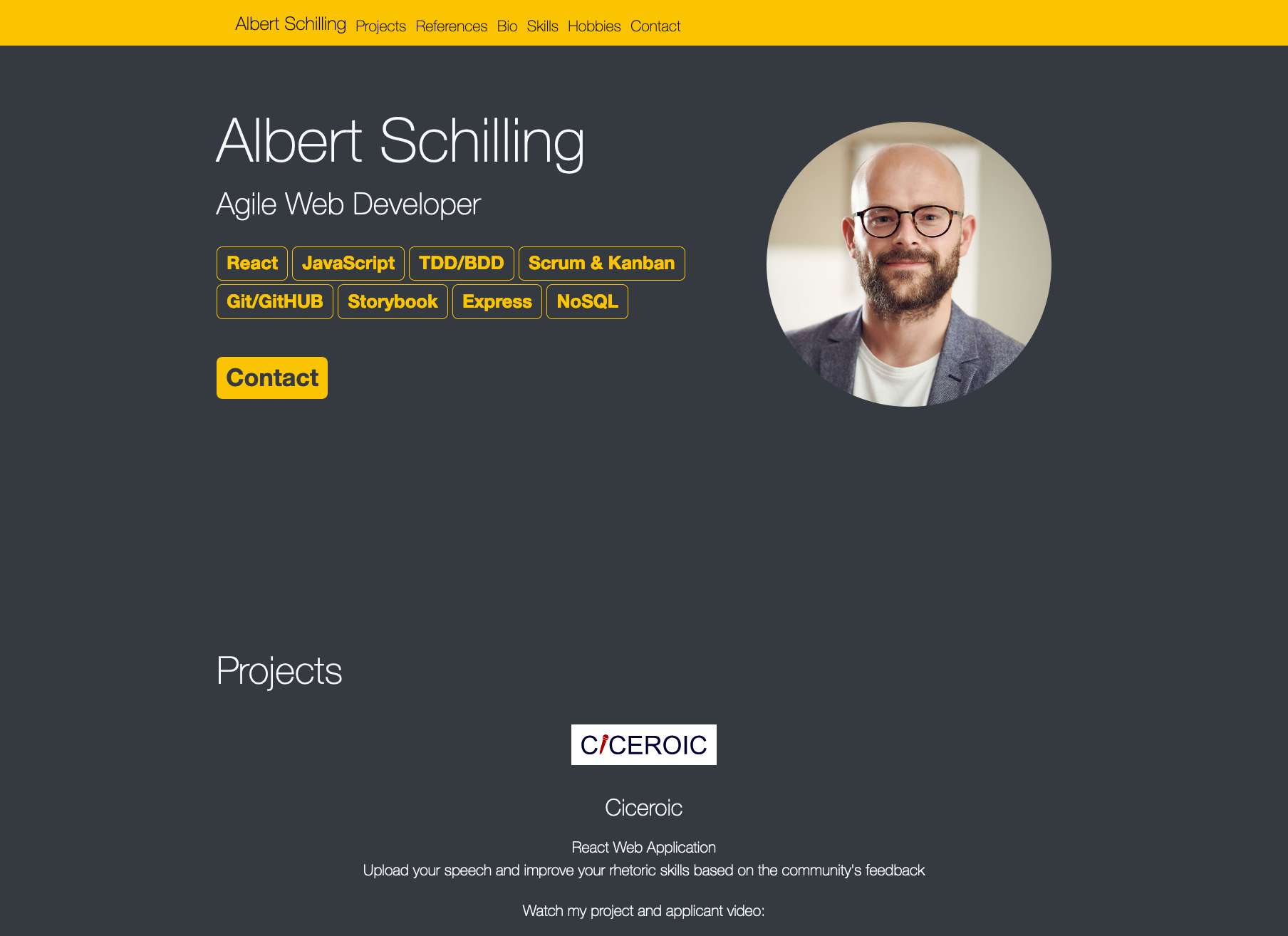 Desktop View of Albert Schilling's personal website