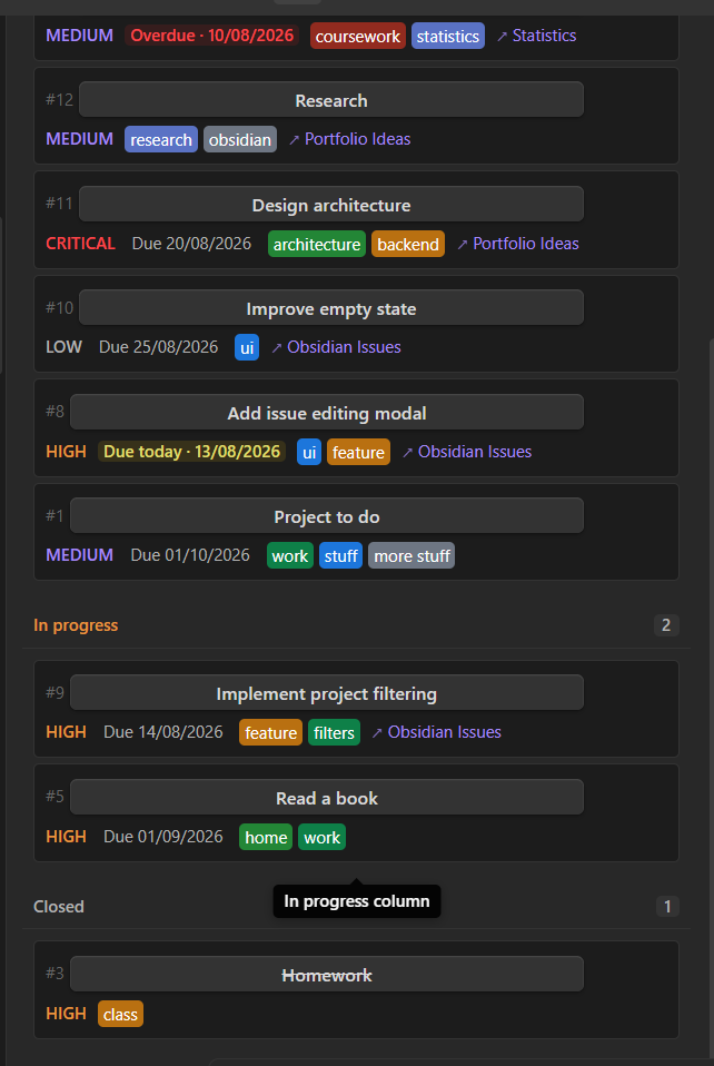Kanban layout