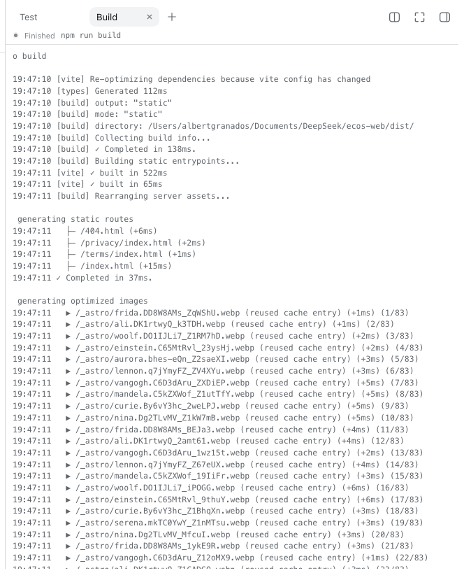 One run's console in the harness's right Sidebar