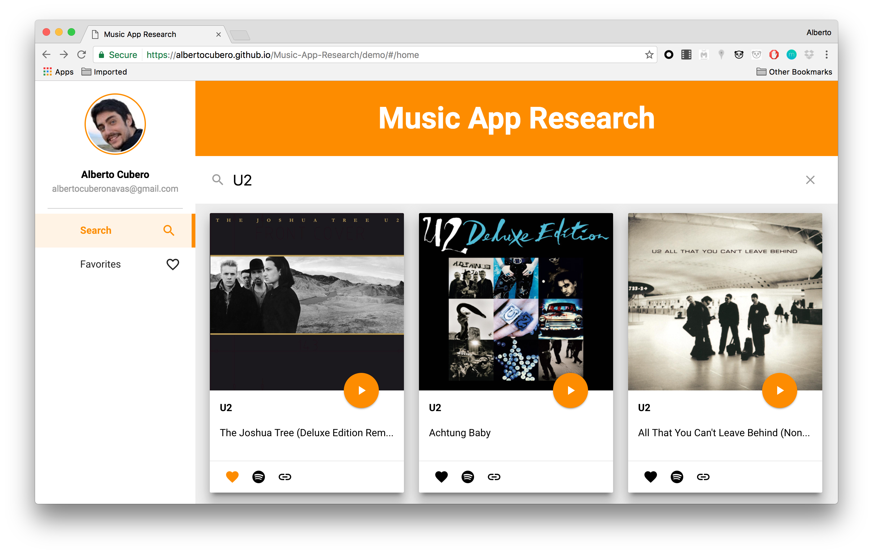 Screenshot of Polymer Music App Research