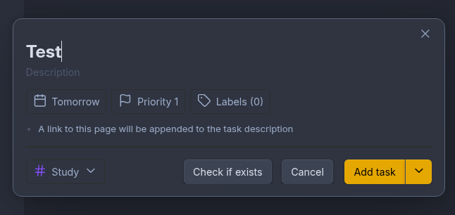 Quick Add Task Modal