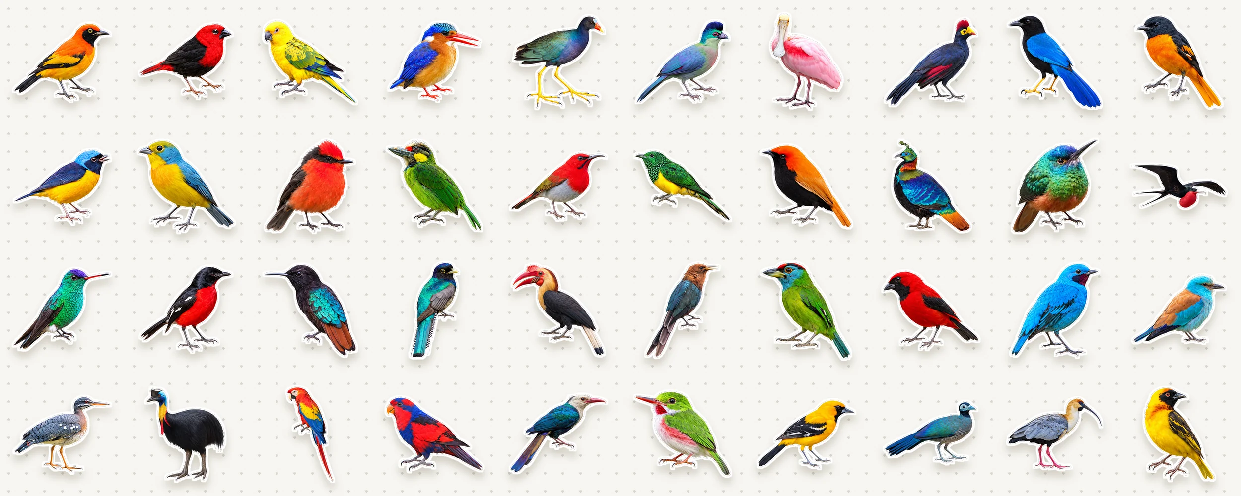 40 stickers from 15 bird orders