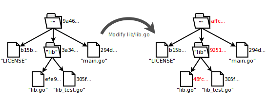 "The index contents before and after lib/lib.go is modified