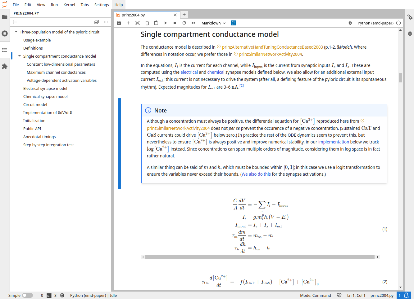 Screenshot: Conductance model