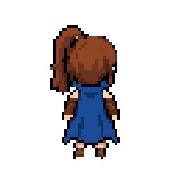 hero idle from behind, breathing