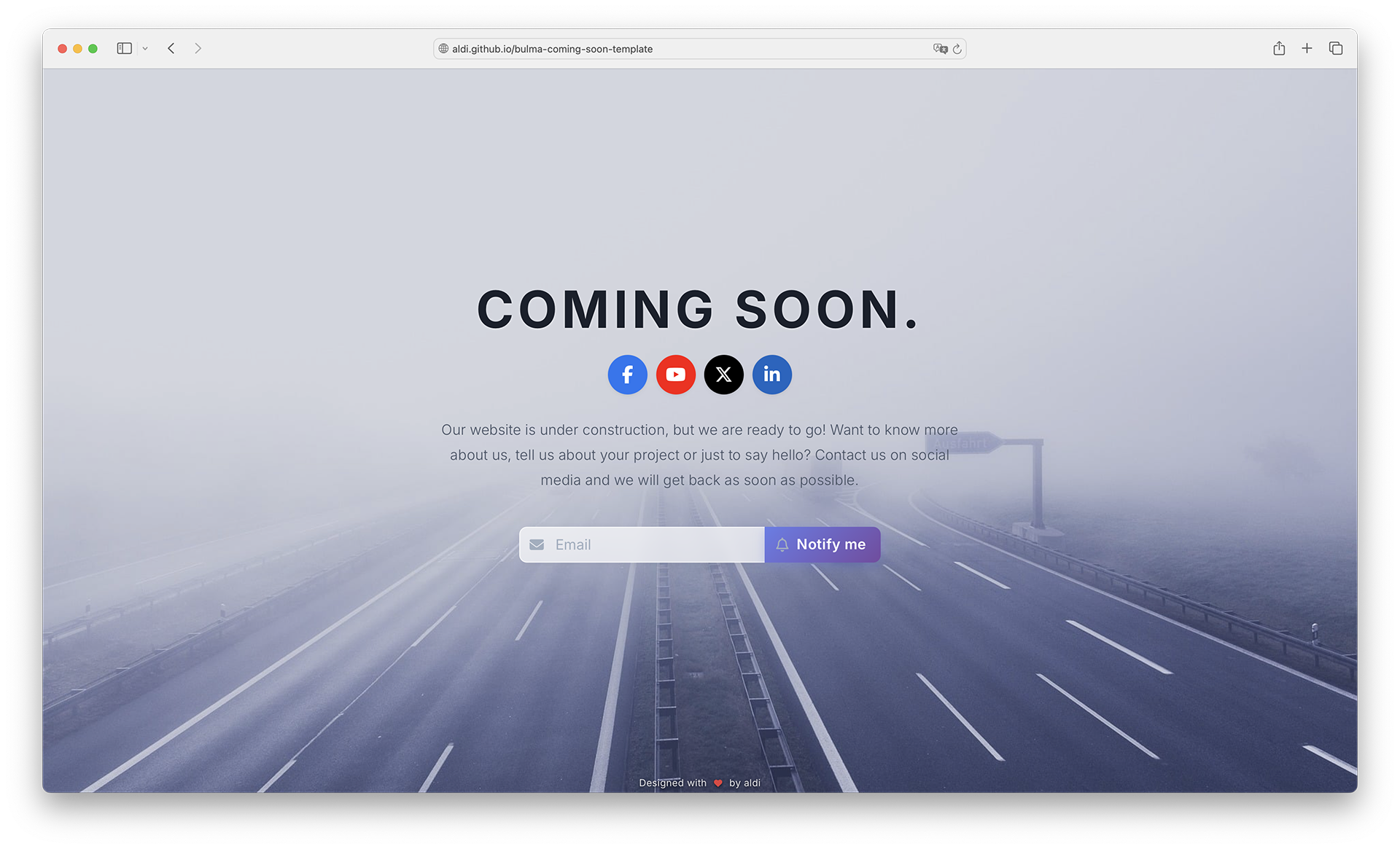 Coming Soon template screenshot
