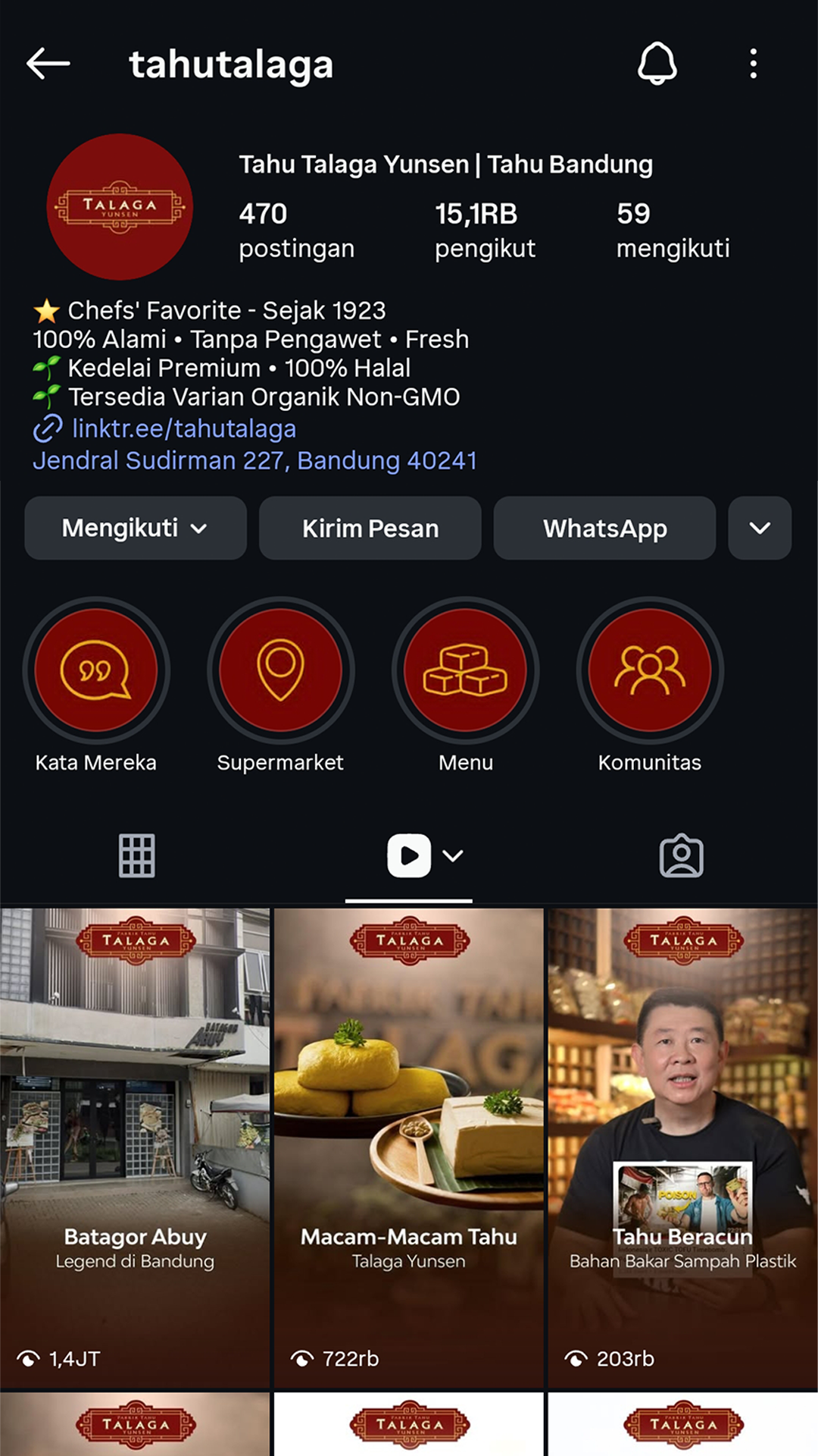 Screenshot akun Tahu Talaga