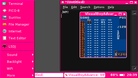 JWM on PocketCHIP Screenshot