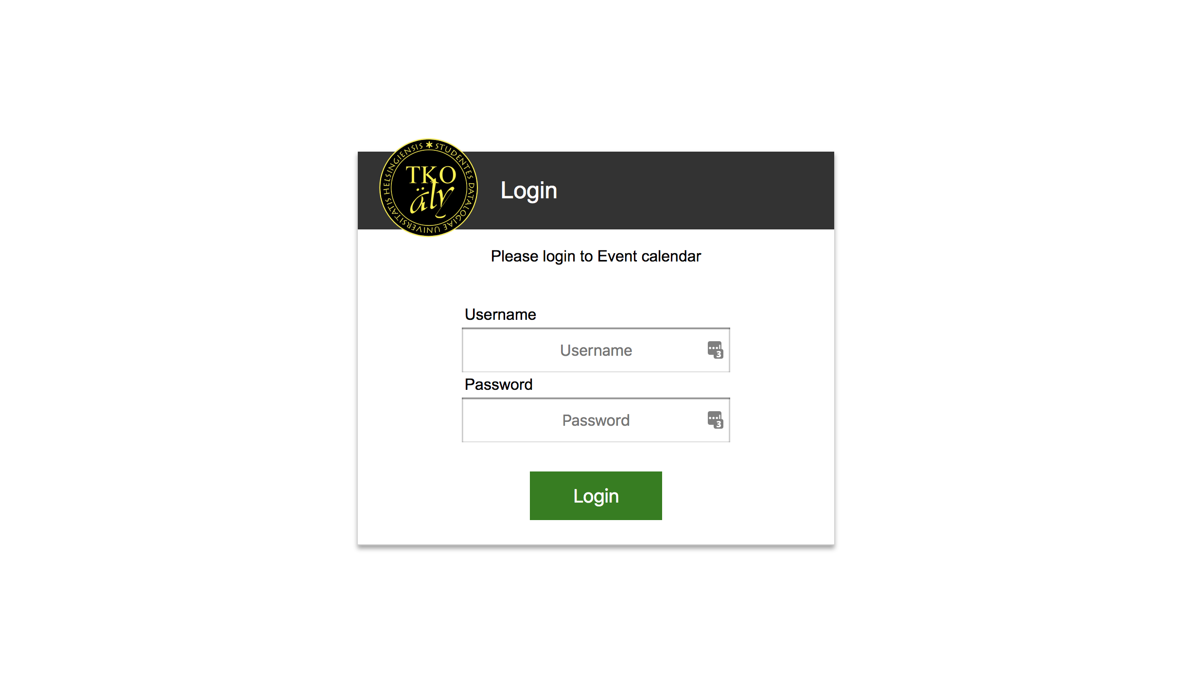 Login page