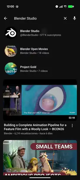 NewTube in motion: Blender Studio's channel, a video with chapters, the comments panel, a seek and the mini-player
