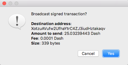 Broadcast signed transaction confirmation