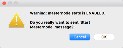 Warning: masternode state is enabled