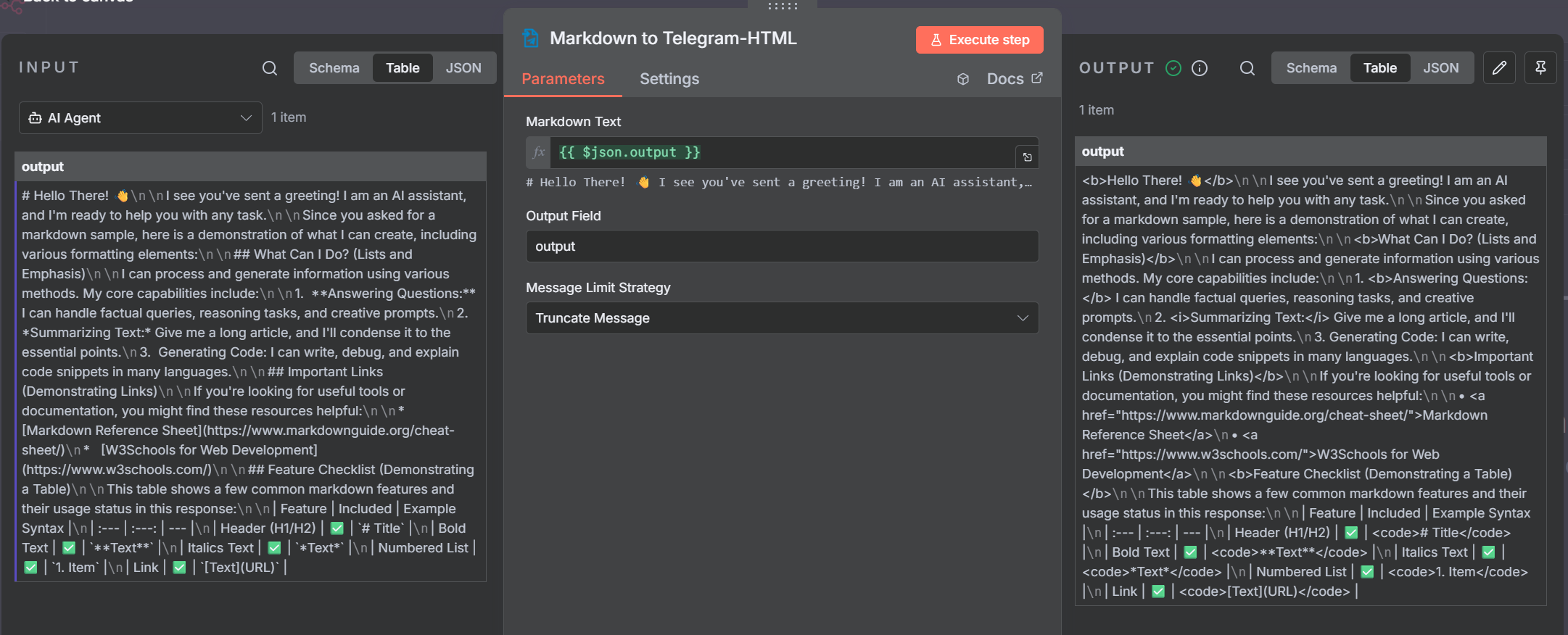 Sample usage settings