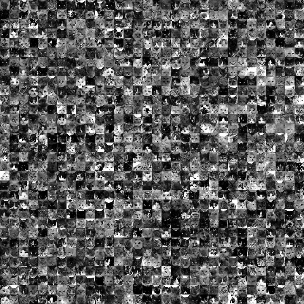1024 generated grayscale images
