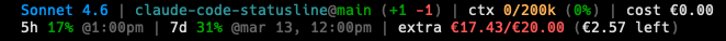 two-line statusline close-up