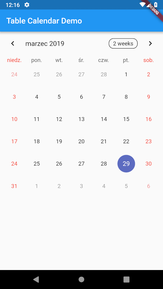 Flutter Calendar Animation