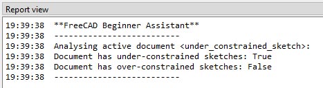 FreeCAD Beginner Assistant in the Report View