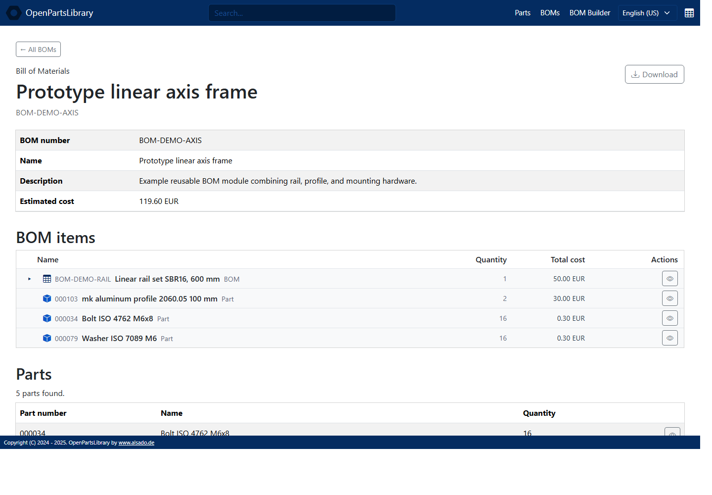 One-click BOM package download