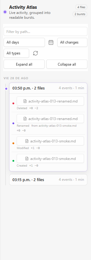 Activity Atlas in Obsidian's light theme