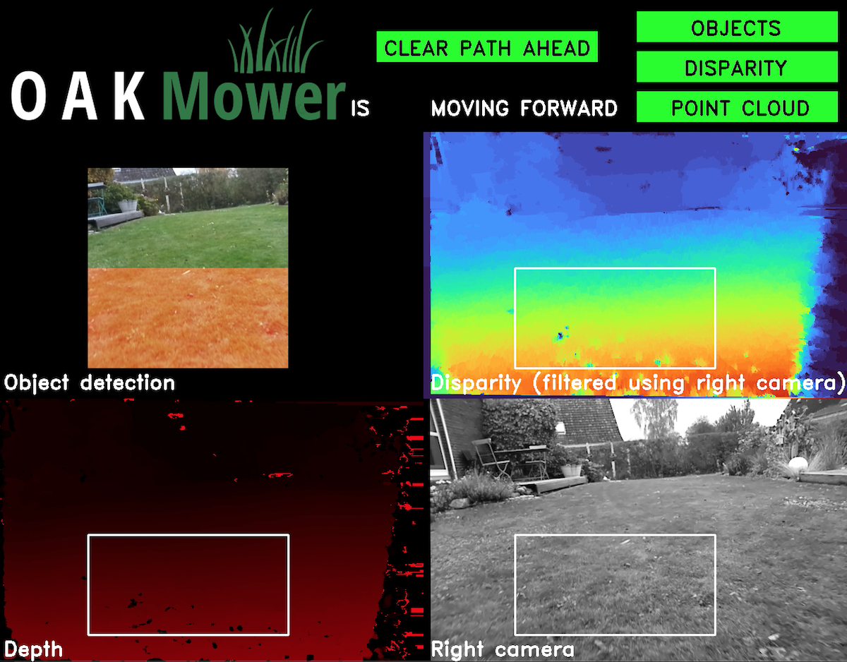 OAKMower cockpit when crossing flat area