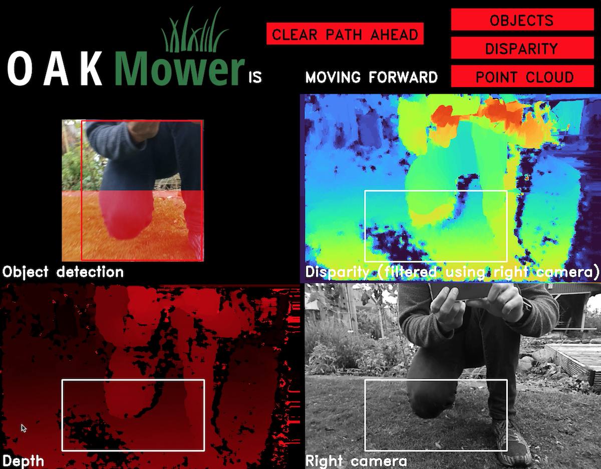 OAKMower cockpit when approaching an object