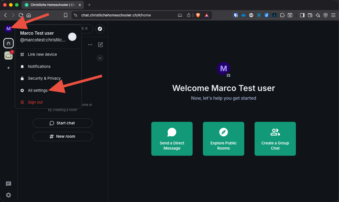 Einstellungen öffnen