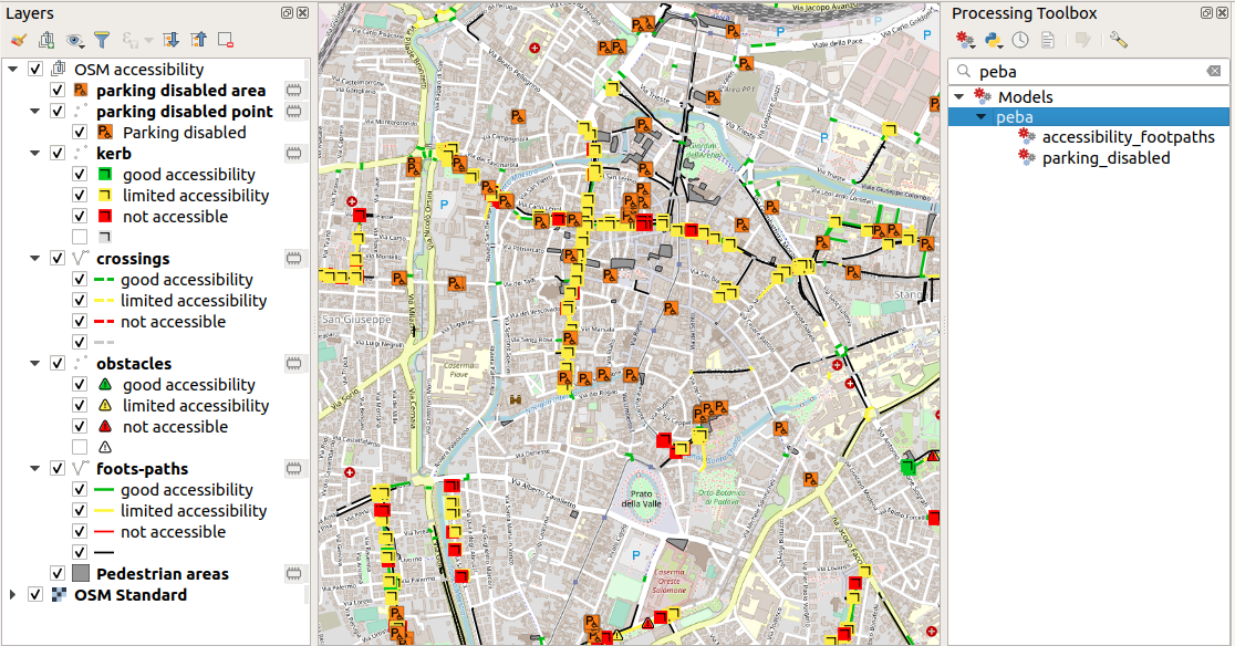 Screenshot accessibility map in QGIS