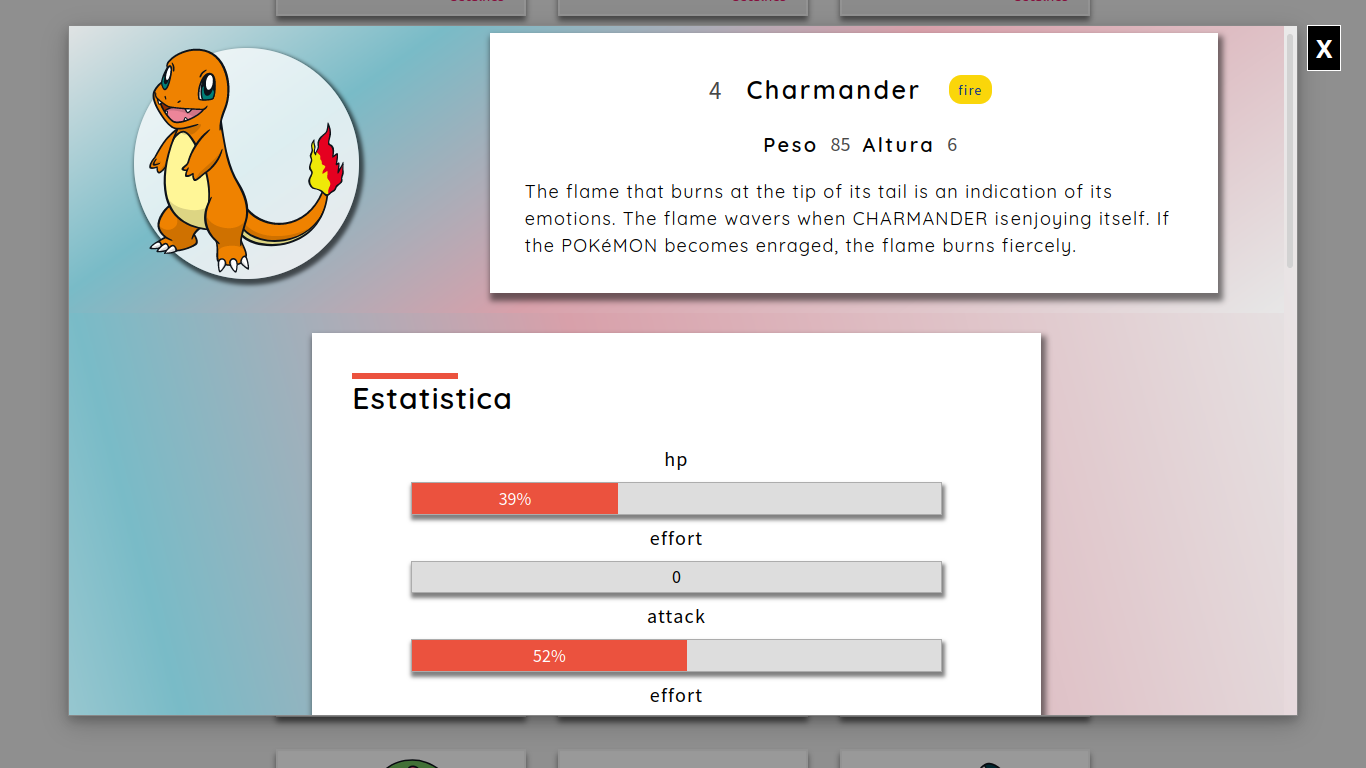 modo tablet detalhes Charmander