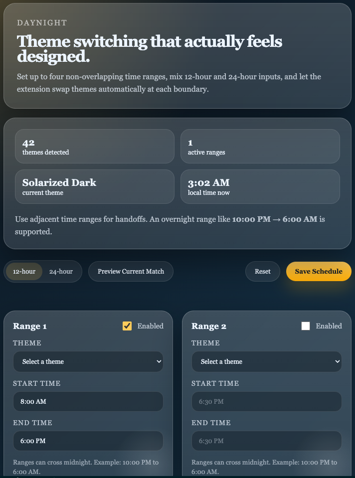DayNight Theme Scheduler UI
