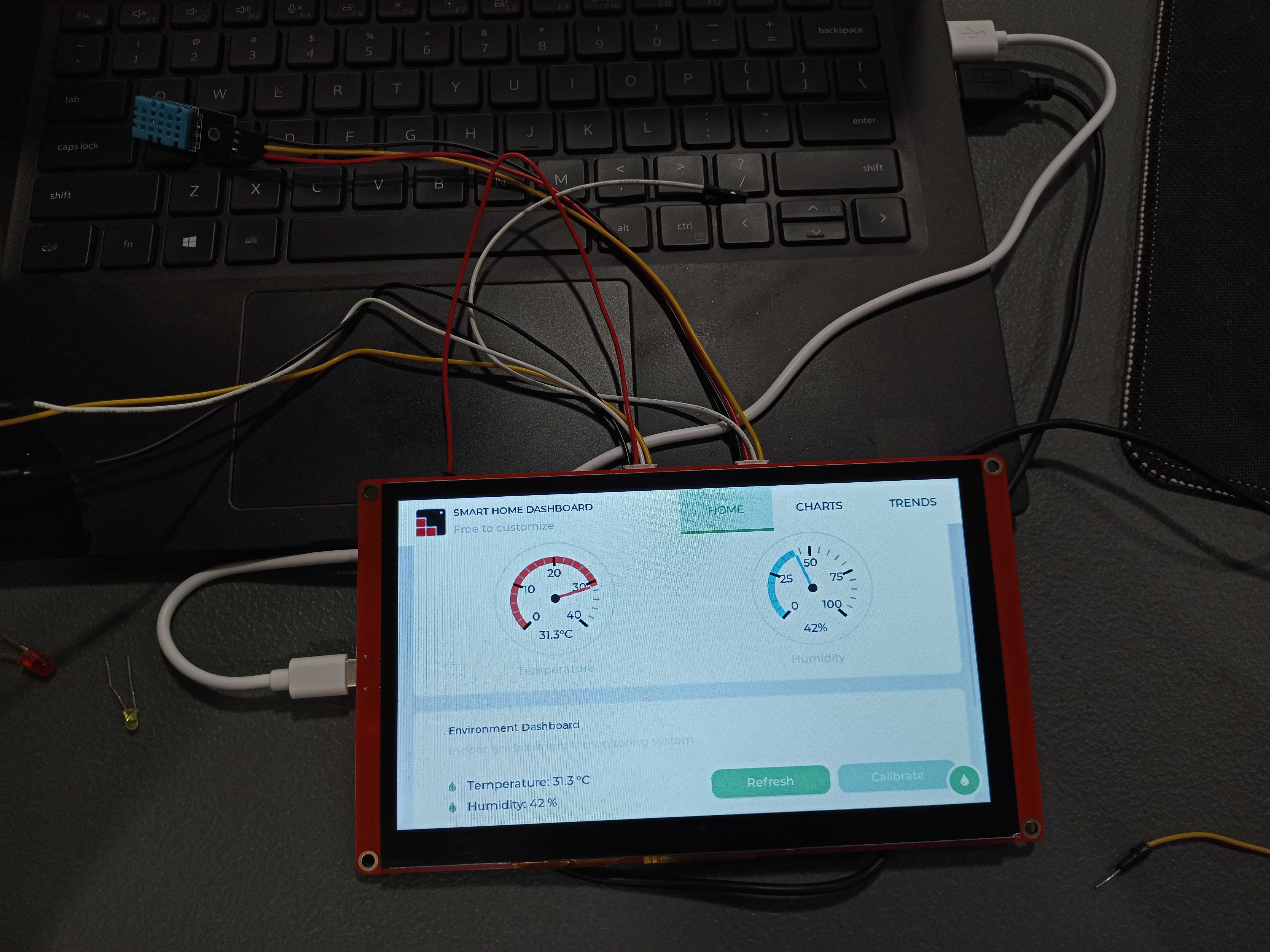 CrowPanel 7 ESP32-S3 HMI environmental monitoring dashboard preview