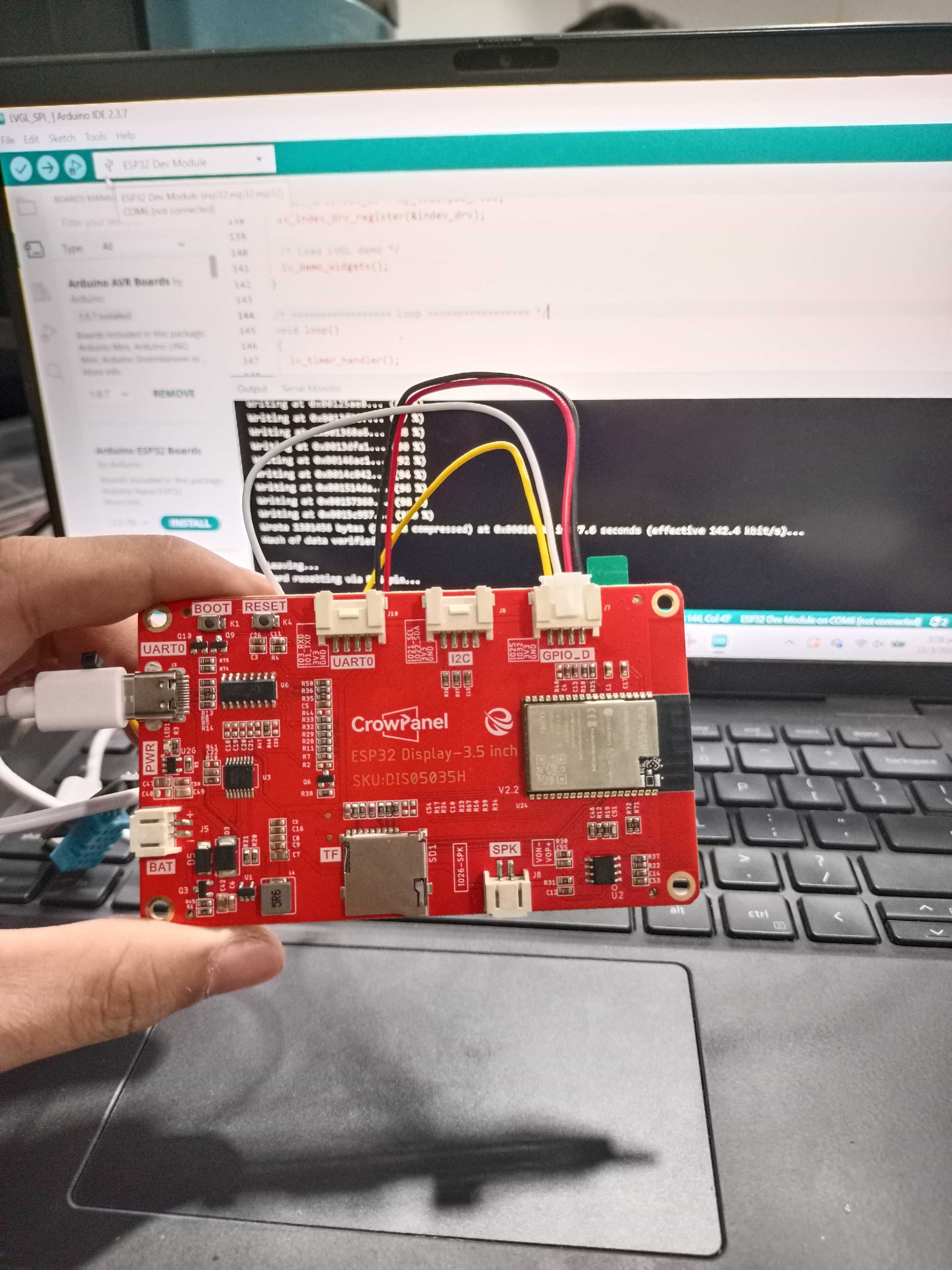 CrowPanel ESP32 3.5 SPI TFT Display setup with DHT11