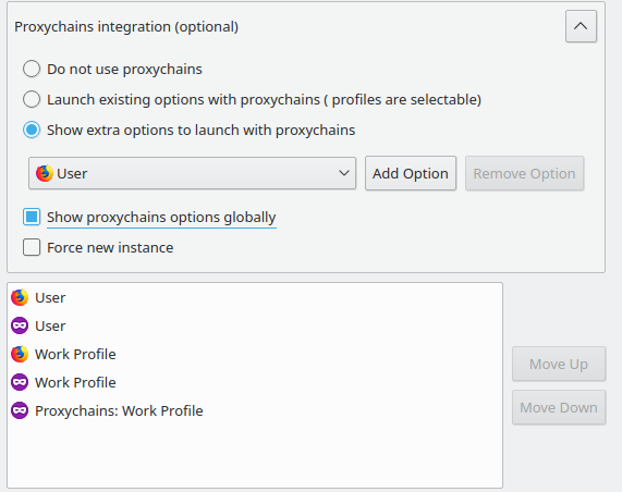 Config Dialog Proxychains