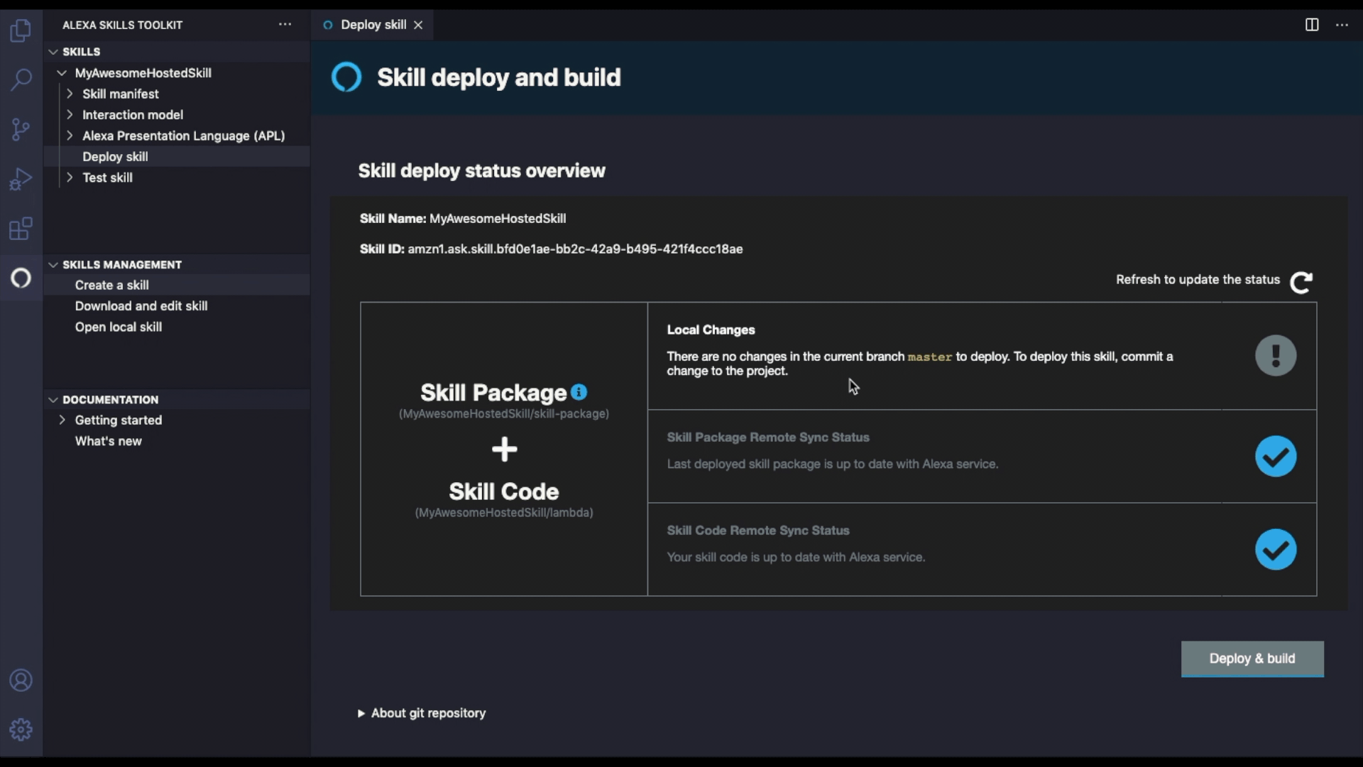 Deploy Alexa hosted skill