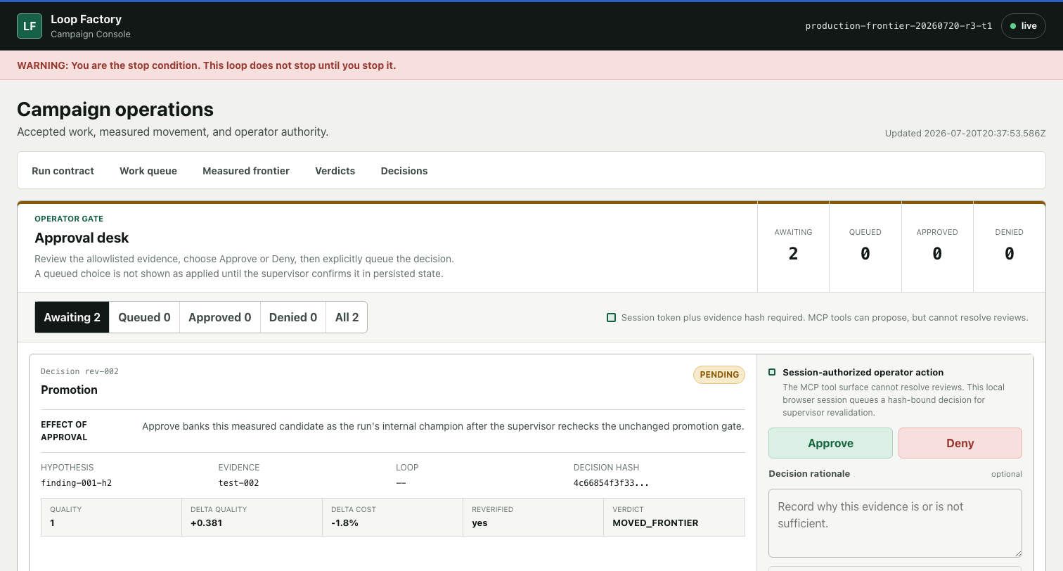 Loop Factory approval desk