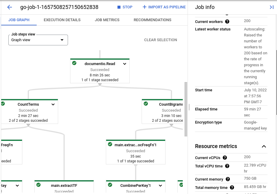 Dataflow job progress