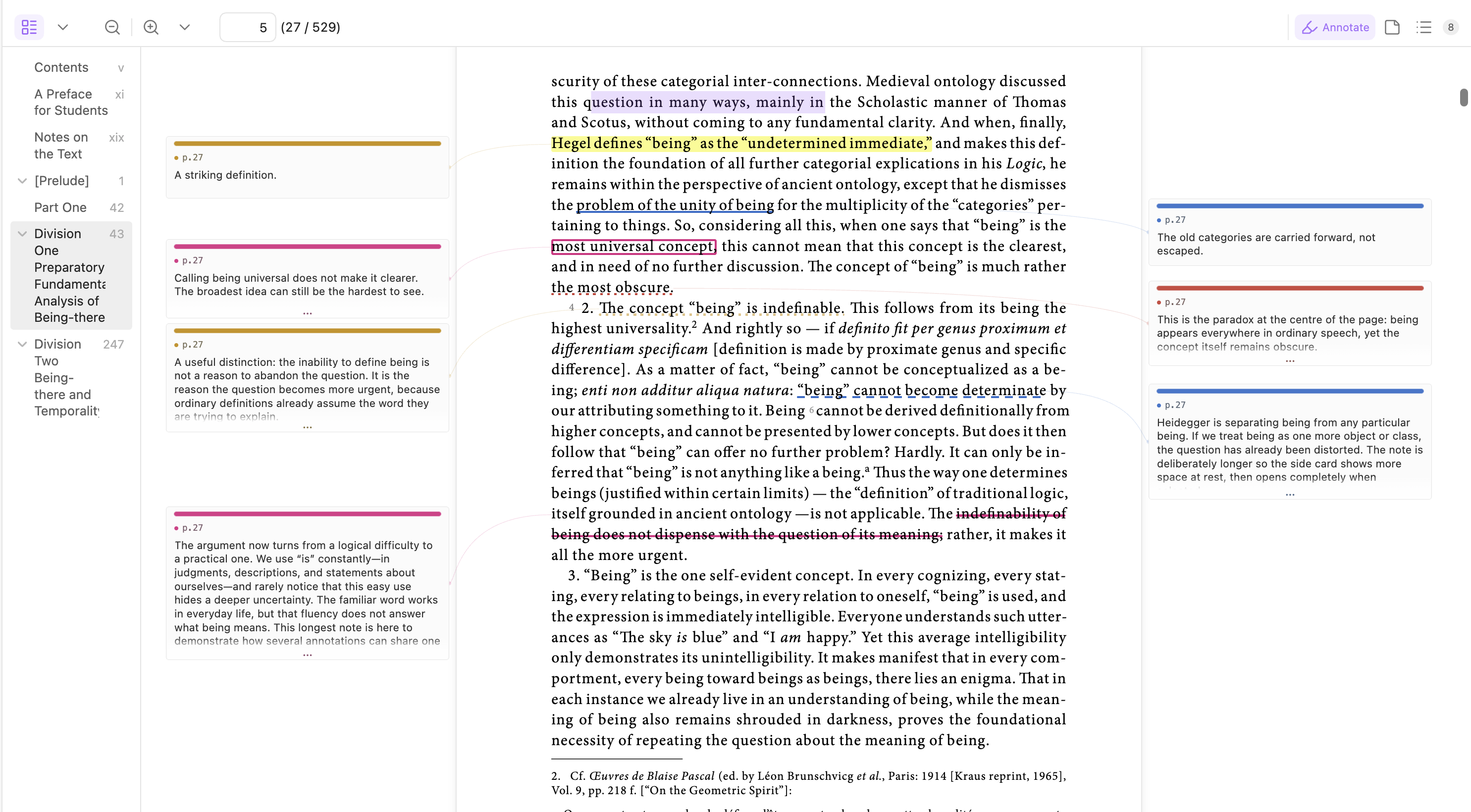 A PDF page with several short and long notes on both sides